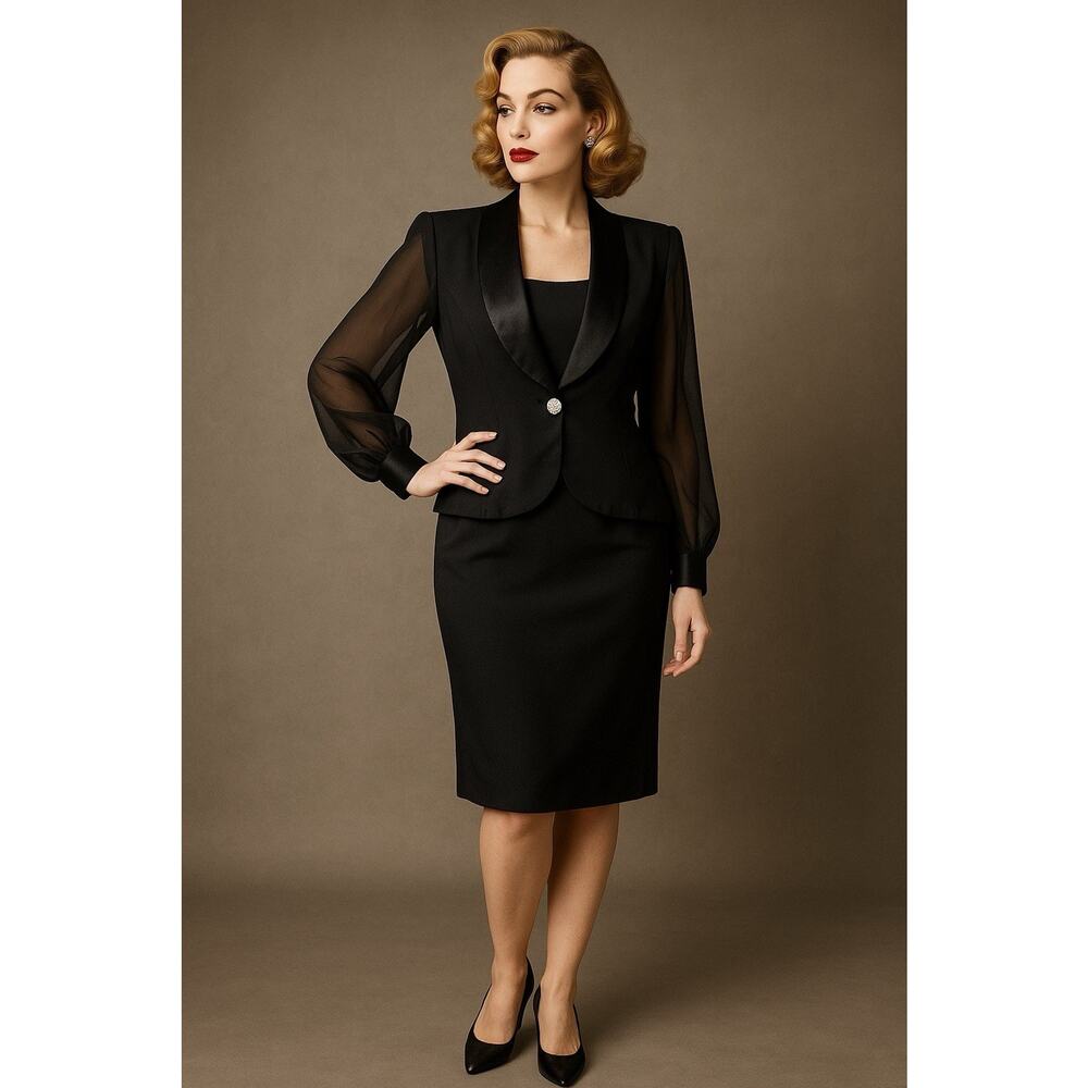 Vintage J.R. Nites Petites by Caliendo Dress & Jacket 2 Piece Retro Glam Set